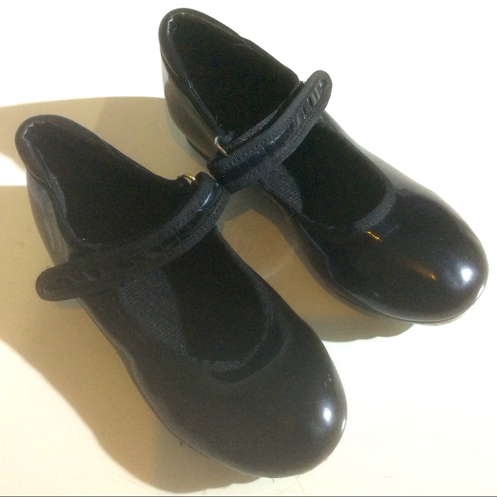 Black Patent Tap Dance Shoes Mary Jane Taps *SCUFF